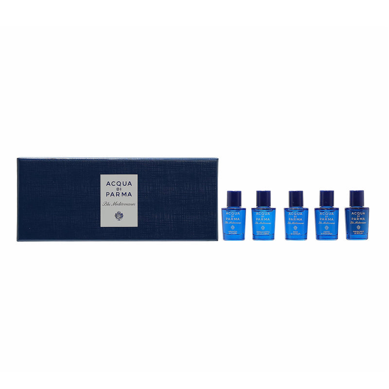 ACQUA DI PARMA BLU MEDITERRANEO 5 X 0.16 EAU DE TOILETTE MINI SET: ARANCIA DI CAPRI + BERGAMOTTO DI CALABRIA + FICO DI AMALFI + MIRTO DI PANAREA + MANDORLO DI SICILIA- 100% Authentic