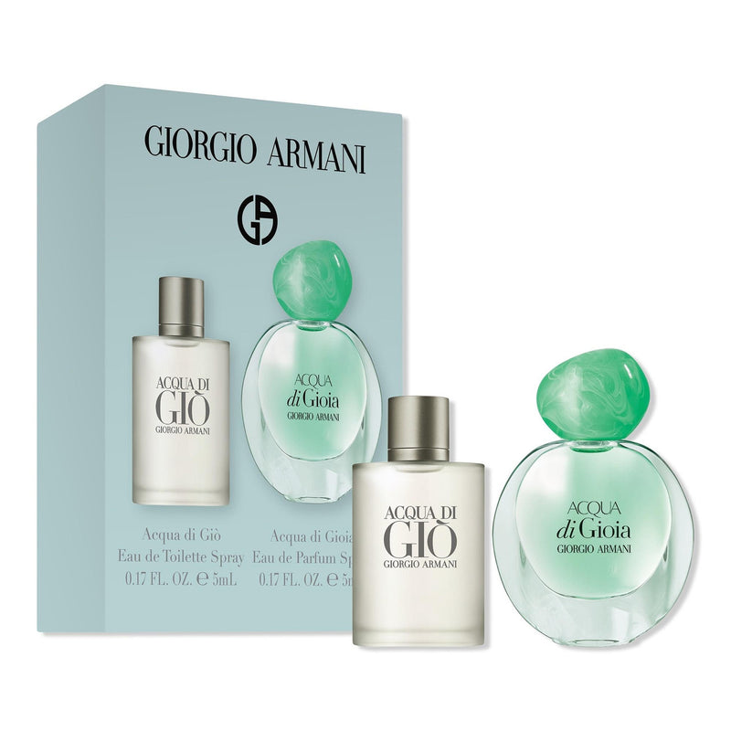 ARMANI 2 PCS SET: ACQUA DI GIO MEN 5 ML EAU DE TOILETTE MINI + ACQUA DI GIOIA 5 ML EAU DE PARFUM MINI- 100% Authentic