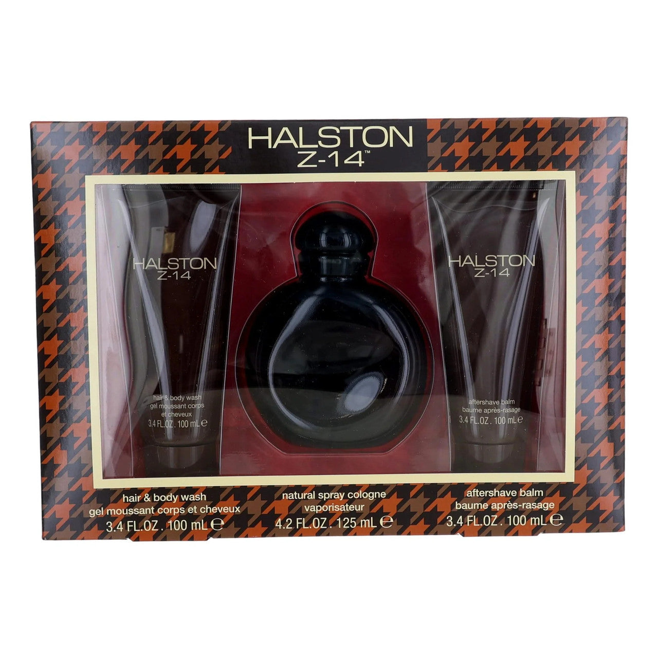 HALSTON Z-14 3 PCS SET FOR MEN: 4.2 COLOGNE SPRAY + 3.4 AFTERSHAVE BALM + 3.4 HAIR & BODY WASH- 100% Authentic