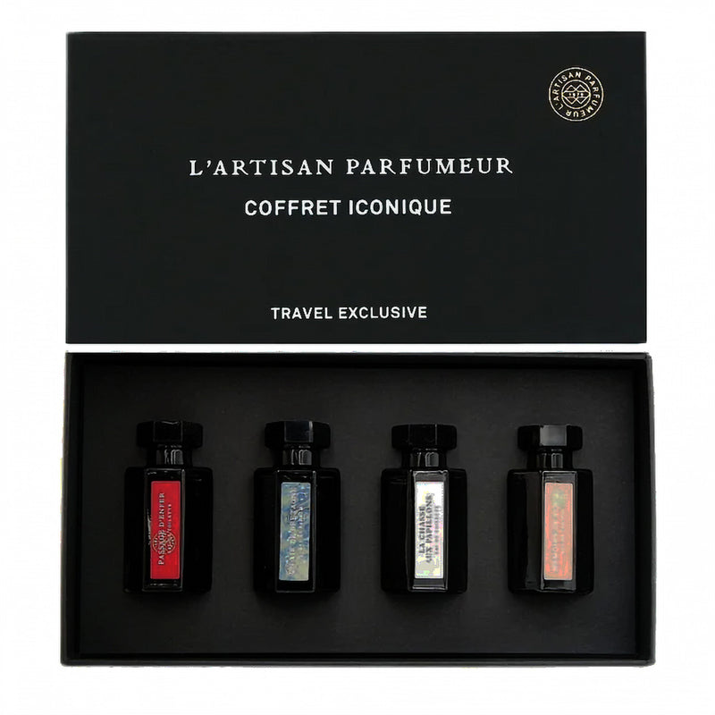 L'ARTISAN PARFUMEUR 4 * 5 ML MINI SET: PASSAGE D'ENFER EAU DE TOILETTE + UN AIR DE BRETAGNE EAU DE PARFUM + LA CHASSE AUX PAPILLIONS EAU DE TOILETTE + MEMOIRE DE ROSES EAU DE PARFUM- 100% Authentic