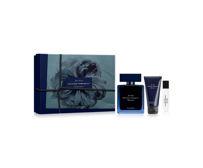 NARCISO ROGRIGUEZ BLEU NOIR 3 PCS SET FOR MEN: 3.3 EAU DE PARFUM SPRAY + 0.33 EAU DE PARFUM SPRAY + 1.6 ALL-OVER SHOWER GEL- 100% Authentic