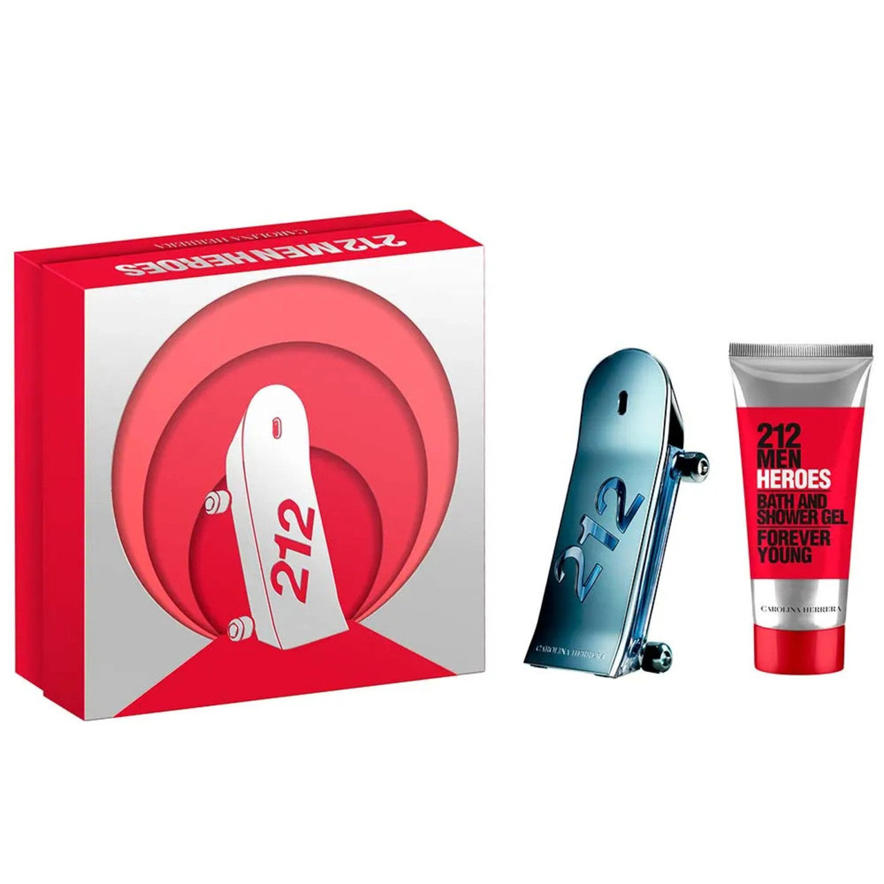 CAROLINA HERRERA 212 HEROES 2 PCS SET FOR MEN: 3 OZ EAU DE TOILETTE SPRAY + 3.4 BATH AND SHOWER GEL- 100% Authentic
