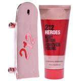 CAROLINA HERRERA 212 HEROES 2 PCS SET FOR WOMEN: 2.7 EAU DE PARFUM SPRAY + 3.4 BODY LOTION.- 100% Authentic