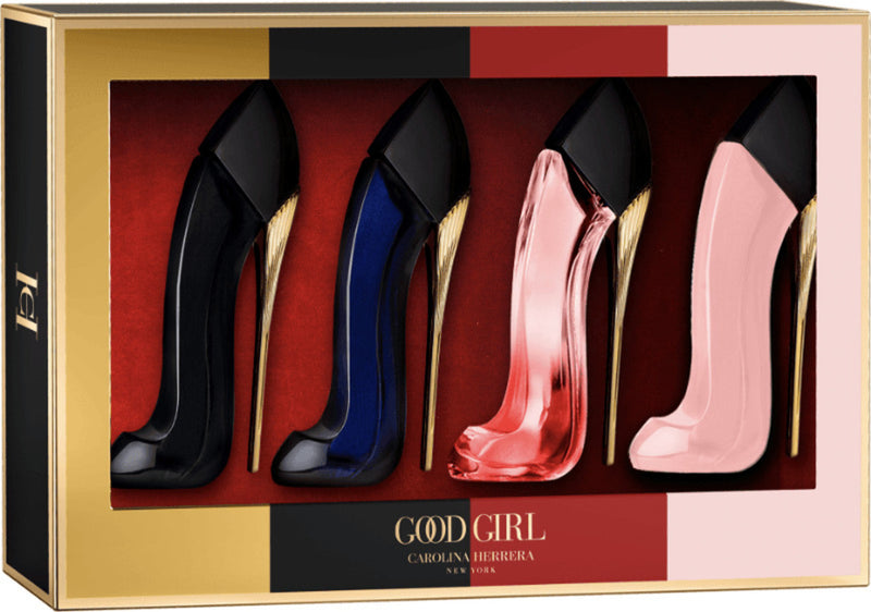 CAROLINA HERRERA 4 * 7 ML EAU DE PARFUM MINI SET: GOOD GIRL BLUSH + VERY GOOD GIRL + GOOD GIRL + VERY GOOD GIRL ELIXIR- 100% Authentic