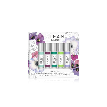 CLEAN CLASSIC 5 X 5 ML EAU DE PARFUM ROLLERBALL SET: WARM COTTON + SKIN + RAIN + APPLE BLOSSOM + SPRING BREEZE- 100% Authentic