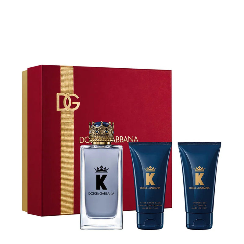 DOLCE & GABBANA "K" 3 PCS SET FOR MEN: 3.3 EAU DE TOILETTE SPRAY + 1.7 AFTER SHAVE BALM + 1.7 SHOWER GEL- 100% Authentic