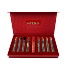 NITRO DUMONT PARIS POUR HOMME 9 * 0.34 EAU DE PARFUM SPRAY SET: NITRO + NITRO BLACK + NITRO GREEN + NITRO INTENSE + NITRO PLATINUM + NITRO RED + NITRO WHITE + NITRO BLUE + TRAVEL SPRAY CASE- 100% Authentic