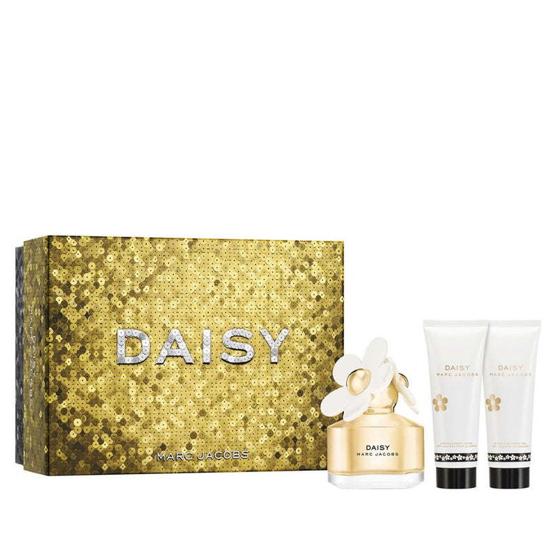 MARC JACOBS DAISY 3 PCS SET FOR WOMEN: 1.6 EAU DE TOILETTE SPRAY + 2.5 BODY LOTION + 2.5 SHOWER GEL.- 100% Authentic