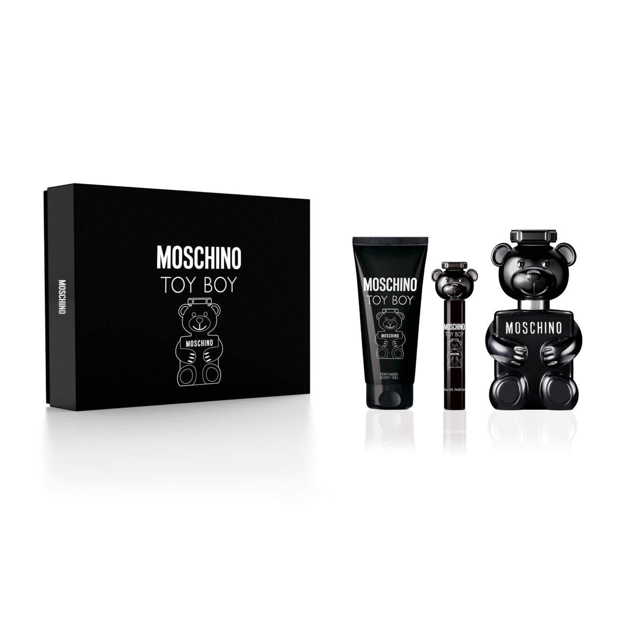 MOSCHINO TOY BOY 3 PCS SET: 3.4 EAU DE PARFUM SPRAY + 0.3 EAU DE PARFUM SPRAY + 3.4 BODY GEL- 100% Authentic