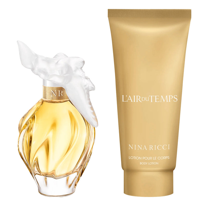 NINA RICCI L'AIR DU TEMPS 2 PCS SET FOR WOMEN: 1.7 EAU DE TOILETTE SPRAY + 2.5 BODY LOTION.- 100% Authentic
