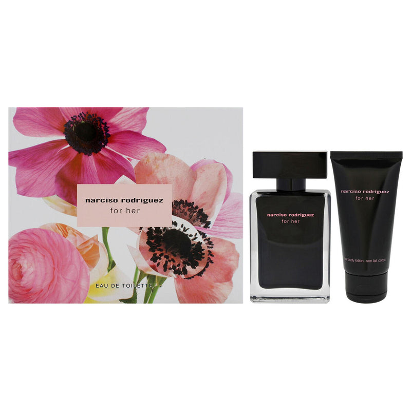 NARCISO RODRIGUEZ FOR HER 2 PCS SET: 1.6 EAU DE TOILETTE SPRAY + 1.6 BODY LOTION- 100% Authentic