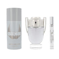 PACO RABANNE INVICTUS 3 PCS SET FOR MEN: 3.4 EAU DE TOILETTE SPRAY + 5.1 DEODORANT SPRAY + 0.34 EAU DE TOILETTE SPRAY..- 100% Authentic