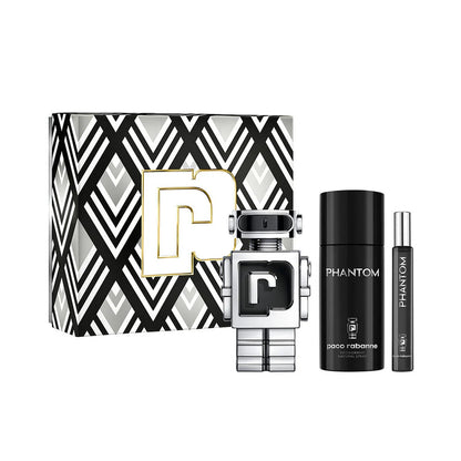 PACO RABANNE PHANTOM 3 PCS SET FOR MEN: 3.4 EAU DE TOILETTE SPRAY + 5 OZ DEODORANT SPRAY +  0.34 EAU DE TOILETTE SPRAY- 100% Authentic