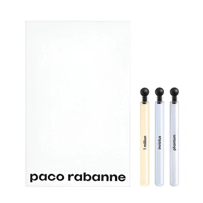 PACO RABANNE 3 * 4 ML EAU DE TOILETTE MINI SET FOR MEN: 1 MILLION + INVICTUS + PHANTOM- 100% Authentic