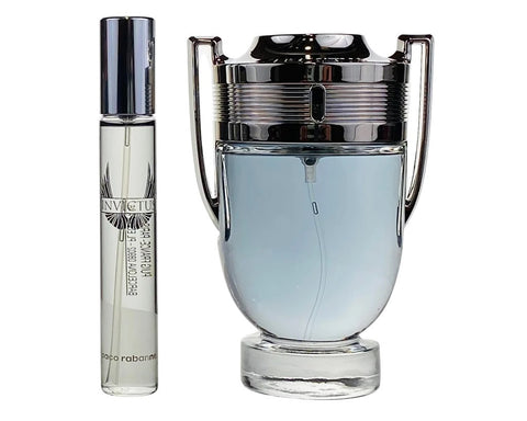 PACO RABANNE INVICTUS 2 PCS SET FOR MEN: 3.4 EAU DE TOILETTE SPRAY + 0.34 EAU DE TOILETTE SPRAY- 100% Authentic
