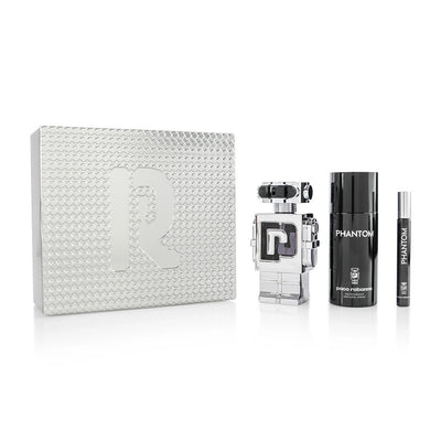 PACO RABANNE PHANTOM 3 PCS SET FOR MEN: 3.3 EAU DE TOILETTE SPRAY + 5 OZ DEODORANT SPRAY + 0.33 EAU DE TOILETTE SPRAY- 100% Authentic