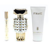 PACO RABANNE FAME 3 PCS SET FOR WOMEN: 2.7 EAU DE PARFUM SPRAY + 0.33 EAU DE PARFUM SPRAY + 3.4 BODY LOTION- 100% Authentic