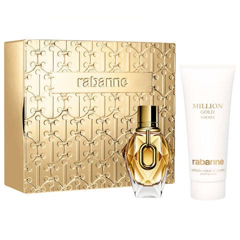 PACO RABANNE MILLION GOLD 2 PCS SET FOR WOMEN: 1.7 EAU DE PARFUM SPRAY + 3.4 BODY LOTION- 100% Authentic
