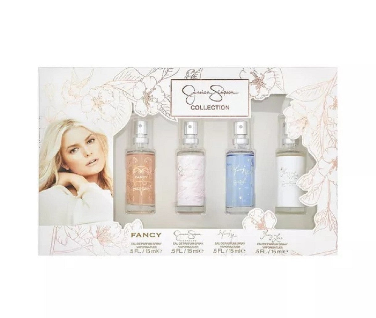 JESSICA SIMPSON 4 PCS X 0.5 EAU DE PARFUM SPRAY SET FOR WOMEN: FANCY + SIGNATURE + I FANCY YOU + FANCY LOVE- 100% Authentic