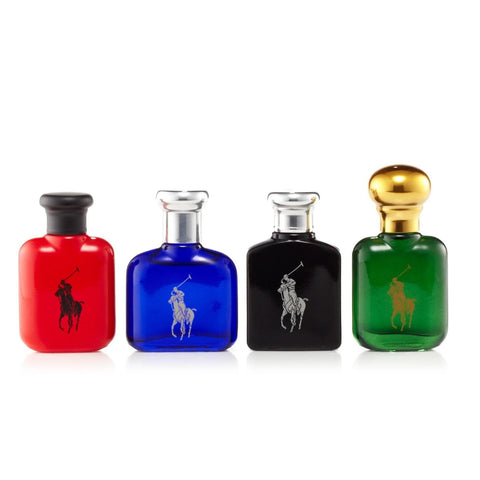 POLO COLLECTION 4 PCS SET FOR MEN: POLO GREEN 0.5 EAU DE TOILETTE + POLO BLUE 0.5 EAU DE TOILETTE + POLO RED 0.5 EAU DE TOILETTE + POLO BLACK 0.5 EAU DE TOILETTE- 100% Authentic