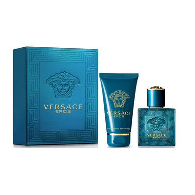 VERSACE EROS 2 PCS SET FOR MEN: 3.4 EAU DE TOILETTE SPRAY + 3.4 SHOWER GEL (TRAVEL SET)- 100% Authentic